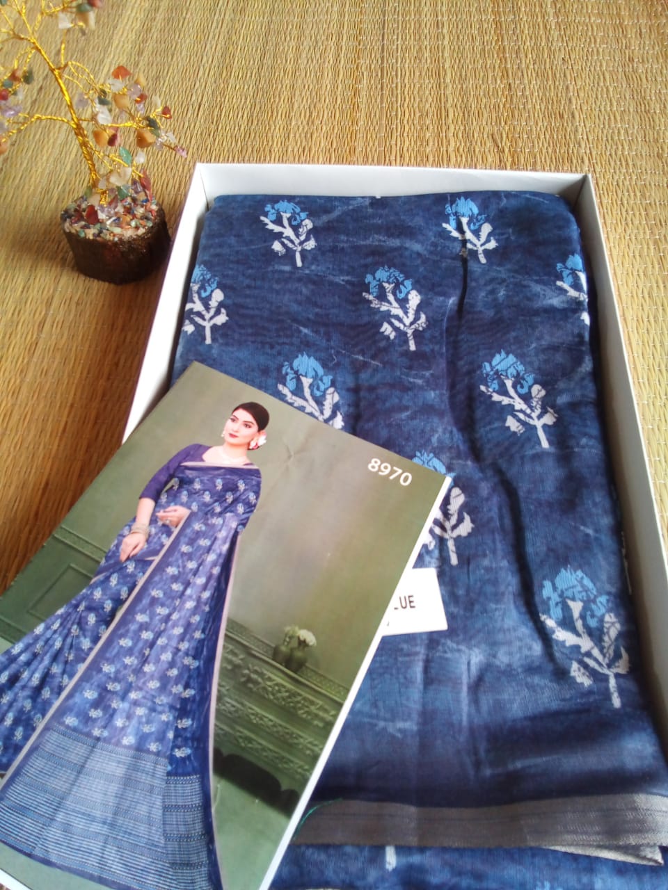 Indigo Chanderi Cotton Saree